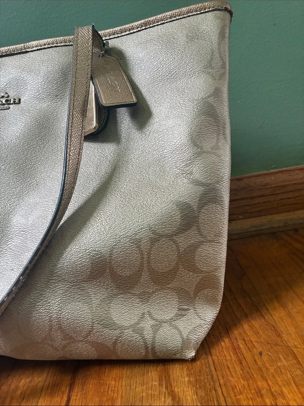 Coach Gold Copper Signature Tote with Matching Wallets